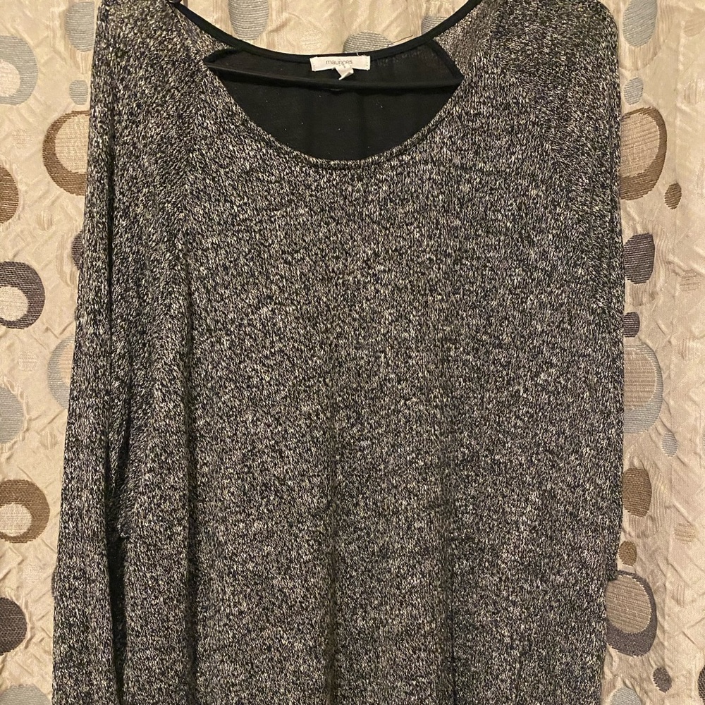 Plus size Maurice’s grey and black sweater with shimmery detail. Maurice’s size3